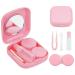 Protective cover for contact lenses contact lenses case with mirror travel contact lens container lentil holder for hygienic contact lenses portable for outdoor travel (pink)