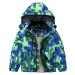 Pursky Boy's Waterproof Ski Jacket Kids Winter Snow Coats Fleece Raincoats Parka 8-9 Years Green Printed