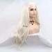 Platinblonde Long Corrugated Synthetic Lace Front Wig for Women - 61 cm Pointed Style with Middle Parting - Buy Online on GoSupps.com