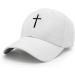 Unisex Cross Embroidered White Dad Hat - Adjustable Cotton Baseball Cap - Buy Online on GoSupps.com
