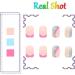 24Pcs Rainbow Swirl Short Square Press on Nails with Nail Glue - Glossy False Acrylic Nails for Women and Girls - Buy Online on GoSupps.com