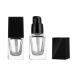 2 x refillable pumping bags empty transparent square glass travel lotion container with black pump head cosmetic dispenser (15ml) 15ml/0.5oz