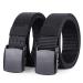 WHIPPY 2 Pack Nylon Belt Outdoor Military Web Belt with YKK Plastic Buckle Men Tactical Webbing Belt in 1.5 Inches Width 3-black Stripe+grid Fit Pants Below 40"