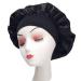 LFRNZS Satin Bonnet for Women - Soft Wide Elastic Band Silk Night Cap for Curly Natural Hair - Black - Buy Online on GoSupps.com