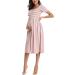 Love2Mi Maternity Dress XL Dark Pink White Stripe - Short-Sleeve A-Line Midi Pregnant Dress - Buy Online on GoSupps.com