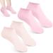 2 Pairs Silicone Pedicure Socks Spa Moisturizing Socks for Women Soft Foot Gel Socks for Dry Cracked Heel Feet Toes (Pink Beige)