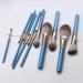 13-Piece High-End Makeup Brush Set - Granny Gray Solid Wood Handle & Blue Accents | International Shipping - Buy Online on GoSupps.com