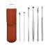 Ear spoon (6PCS) portable and compact stainless steel ear picking tool PU leather set