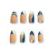 Sankki Almond French Tip Press on Nails - 24Pcs Blue White Abstract Design | Medium Length Nude False Nails for Women and Girls - Buy Online on GoSupps.com