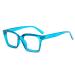 MMOWW Oversized Reading Glasses for Women - Anti Blue Light Glasses with Square Frame (Transparent Blue 1.0) Transparent Blue 1.0 x