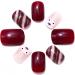 Brishow Christmas Snow Elk Press on Nails - Red Short Square Fake Nails for Women and Girls (24pcs) - Buy Online on GoSupps.com