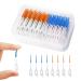 Mivaiun 200 pieces of interdental room brush tooth cleaning brushes interdental brush portable dental flow silicone adaptive interdental brush tooth cleaning and plaque removal (blue + orange)