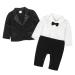 AmzBarley Baby Boys Gentlemans Outfit Suit Kids Long/Short Sleeve Dress Shirt Pants Vest Bowtie Tuxedo Rompers Childs Birthday Evening Holiday Party Black 243 6-12 Months