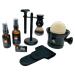 G.B.S Men's Shaving Set Short Handle Heavy-duty Rubber Coated DE Razor and Mug Natural Soap Blades Shaving Brush and Razor Stand After Shave Balm Pre-Shave Oil