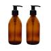 Avalon Amber Glass Bottles 250ml 8oz Soap Dispenser with Black Pumps (BPA-Free) Lotion Pump/Soap Dispensers Reusable Refillable Eco Friendly Sustainable Living/Gift - Pack of 2