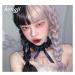 Uwowo Long Curly Black Taro Powder Lolita Wig with Bangs - Heat Resistant Synthetic Hair for Cosplay & Anime Parties - Buy Online on GoSupps.com