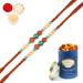 Ghasitaram Gifts Rakhi for Brother Rakhis Online Set of 2-1891- Rudraksh Rakhi with 100 GMS of Dryfruits Mix Can 2 Rakhi with 100 gms of Dryfruits Mix Can