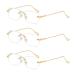 Koosufa borderless reading glasses anti blue light men women ultra light metal frameless reading gill reading help visual aid workplace glasses with strength 0.0 1.5 2.0 2.5 3.5 4.0 3x gold 1.5 x