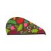 Hair Towel Wrap Hair Drying Towel with Button Towel Turban Head Towel to Dry Hair Quickly (Cartoon Vegetables)