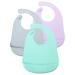 PandaEar Set of 3 Colors Cute Super Thin Light Weight Silicone Baby Bibs for Babies & Toddlers |Blue/Purple/Grey|10-72 months