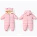 BRONG Baby Snowsuit Winter Coat | Infant Hooded Fleece Romper Pink | Newborn Outerwear 0-6 Months - Buy Online on GoSupps.com