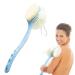Bath Brush with Curved Long Handle Shower body brush with bristles and Sponge Loofahs Back Scrubber Bath Mesh Sponge for Skin Exfoliating Bath massage bristles (blue)