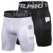 Compression Shorts Men 3 Pack Dry Fit Compression Underwear Spandex Running Shorts Mens Workout Athletic Short Pocket 2 Pack # Black+white Large