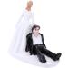 TOUFA Cake Topper Synthetic Resin Bride & Groom Wedding Cake Topper Romantic Wedding Party Decoration Adorable Figurine Craft Gift Black & White 4 - Buy Online on GoSupps.com
