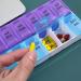 Twice-A-Day Economy Weekly Pill Organizer - Easy-Open AM/PM Medication & Vitamin Storage (Blue & Purple - Buy Online on GoSupps.com