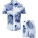 EUOW Men's Hawaiian Shirts and Shorts Set 2 Pieces Button Down Short Sleeve Beach Vacation Outfits Yzbl Medium