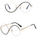 Buy Kachawoo Half Rimless Eyeglasses - S Shape Metal Round Anti Blue Light Glasses - Black Gold Frame - International Shipping Available - Buy Online on GoSupps.com