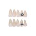 MERVF Almond Nude Stiletto Press on Nails with Diamond Designs - 24pcs Glossy Fake Acrylic Nails for Women and Girls - Buy Online on GoSupps.com