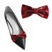 2 pieces of paint leather-loop shoe clips removable women's shoe buckle fashionable shoe decoration for high heels accessories dark red