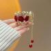 Red Rhinestone Hair Clip - Metal Rose Barrette Ponytail Clip for Girls | Non-slip Hair Claw with Tassel Detail - Decorative Hairpin Accessory (1Pcs) - Buy Online on GoSupps.com