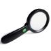 Illuminated Glass Handheld Reading Magnifier 12 LED Lamp Eye Protection 5X HD Lens No Shadow Old Student Reading Newspaper Enlarge Made in China