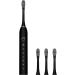 VALSEEL Sonic Electric Toothbrush for Adults - 6 Modes, Smart Timer, IPX7 Waterproof - Black (4 Heads) - Buy Online on GoSupps.com
