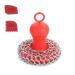 Clisted Cast Iron Chainmail Scrubber + Pan Stainless Steel Skillet Cleaner Scraper Tool for Cast Iron Pans Easy to Use Washable Red