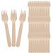 50 Count Disposable Wooden Cutlery Compostable Cutlery Set Utensils Set - 50 Count Wooden Forks Disposable Utensils Compostable Silverware Eco Friendly Forks for-Parties 16cm/6.3in Wooden Fork X 50