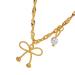 Oralgo's exquisite hollow bowknot necklace adjustable necklace statement necklace trailer necklace suitable for special occasions gold