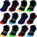 Tsmollyu Boy Socks 12 Pairs Ankle Athletic Cotton Socks Half Cushioned Low Cut Socks For Little Big Kids Age 3-10 Multicolor 7-10 Years