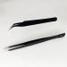 2 PCS Nail Art Tweezers Set - Straight and Curved Tip Rhinestone Stickers Picker Tweezers for Craft & Makeup - Black - Buy Online on GoSupps.com
