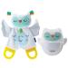 Infantino Baby Gift Set: Fluorescent Toy Rechargeable LED Night Light & Cuddly Toy Owl with Teething Ring Crinkle Paper and Soft High-Quality Fabric for Travel or at Home 0M+