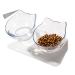 Luck Dawn Double Elevated Cat Bowls with Raised Stand, 15 Tilted cat Bowl Design Neck Guard Stand Raised Pet Food Water Feeder Bowl for Cats or Small Dogs Clear