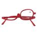 Makeup Reading Glasses Fashionable Single Lens Rotating Eyeglasses Magnifying Makeup Glasses Eye Make Up Spectacles Flip Down Lens Cosmetic Red (+3.00)