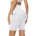 Missluck Cycling Shorts Women with Pockets Short Sports Pants High Waist Leggings Opaque Shorts in Summer SM White
