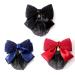 HLLMX 3 PCS Women Hair Clip Bowknot Snood Net Barrette Hair Clip Bun Cover Hairnet Lace Bow Decor for Lady Women Dance Office Color Red/Black/Blue