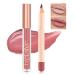 Charm Kiss Lip Liner and Lipstick Makeup Set Matte Lipstick with Matching Lip Liner Gloss Long-Lasting Non-Stick Cup Not Fade Waterproof Nude Velvety Lipstick Makeup Kit (09#)