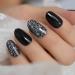 HUJL Artificial Nails - Silver & Black Crossed Full Cover Fake Nail Tips (24pcs/set) | Premium Quality & Easy Applicator - Shop Internationally! - Buy Online on GoSupps.com