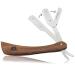 Haryali London Razor Set with Wooden Handle - 10 Blades & Case | Professional Wet Shaving Beard Knife for Men | Tight & Clean Shave - Buy Online on GoSupps.com