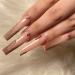 Coffin False Nails Press on Nails French Long Fake Nails Ballerina Acrylic Stick on Nails 24pcs for Women and Girls (Color : Pink Size : J)